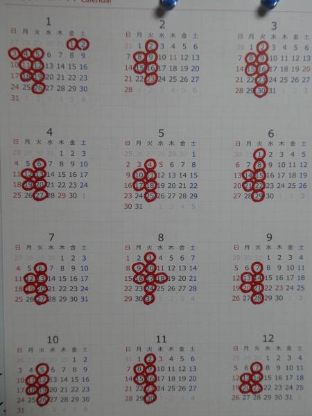 2021年の休みです。