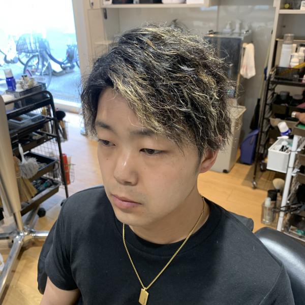 ツイストパーマ+メッシュ