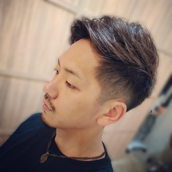 ツーブロックかきあげfade