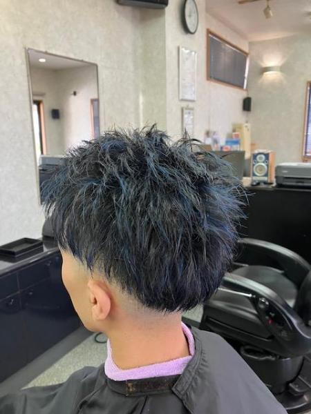 青メッシュ　
