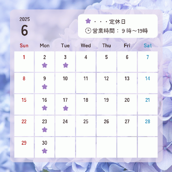 6月のお休み