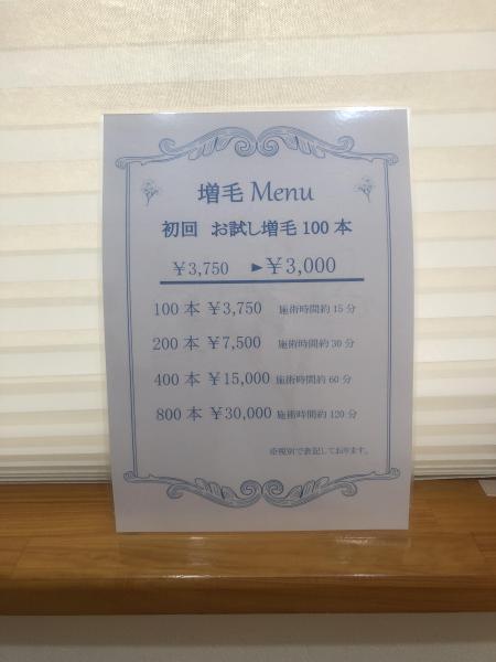 増毛メニュー