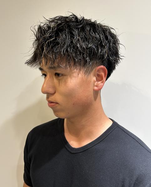 金メッシュ縦落ちツイストスパイラルパーマ